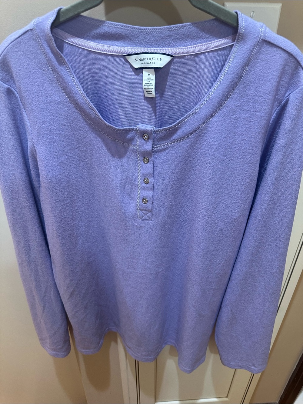 Charter Club Light Lavender Long-Sleeve Henley Top
